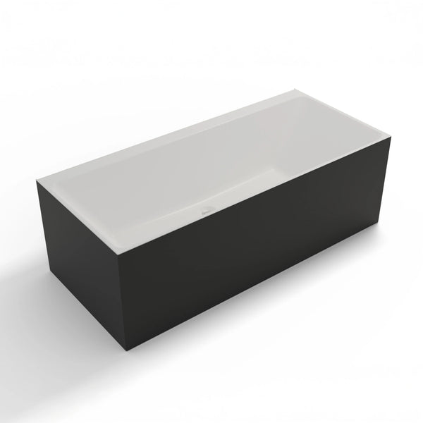 Baignoire Cobalt 170 noire installée contre un mur en salle de bain