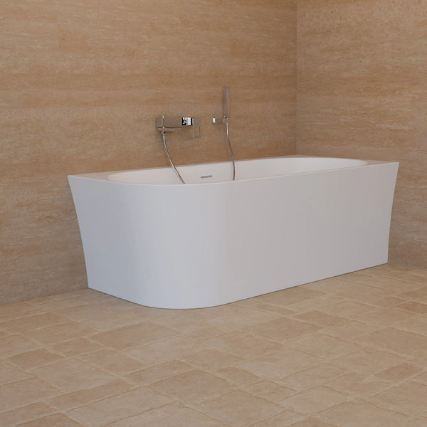 Baignoire semi-îlot murale d’angle Cosmic 160 cm blanche Spalina version droite – vue produit