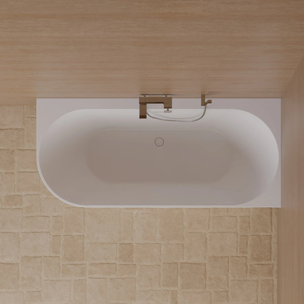 Baignoire semi-îlot murale d’angle Cosmic 170 cm blanche Spalina version droite – vue produit