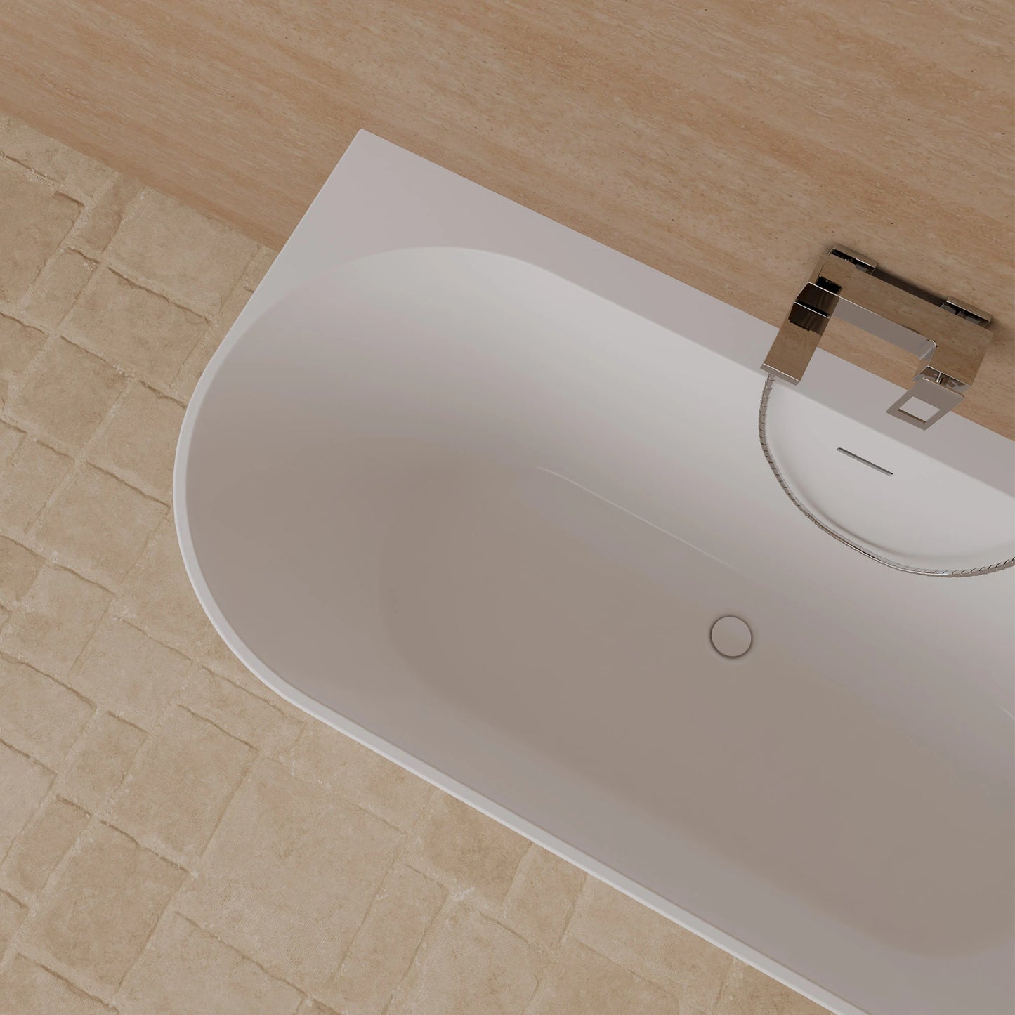 Baignoire semi-îlot murale d’angle Cosmic 170 cm blanche Spalina version droite – vue produit