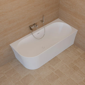 Vue principale de la baignoire semi-îlot d'angle Cosmic 170 droite blanche
