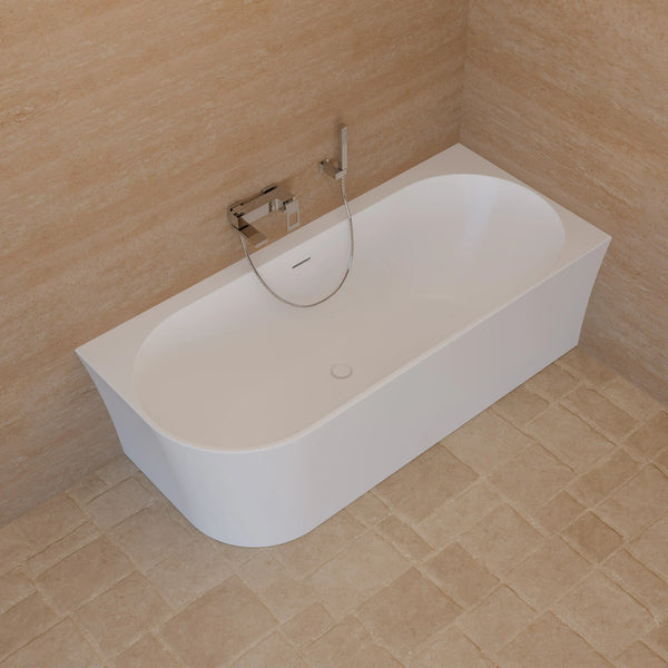 Baignoire semi-îlot murale d’angle Cosmic 170 cm blanche Spalina version droite – vue produit