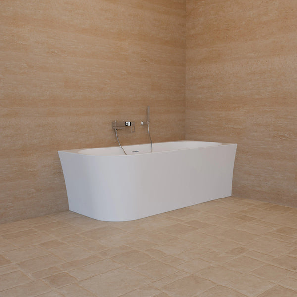 Baignoire semi-îlot murale d’angle Cosmic 170 cm blanche Spalina version droite – vue produit