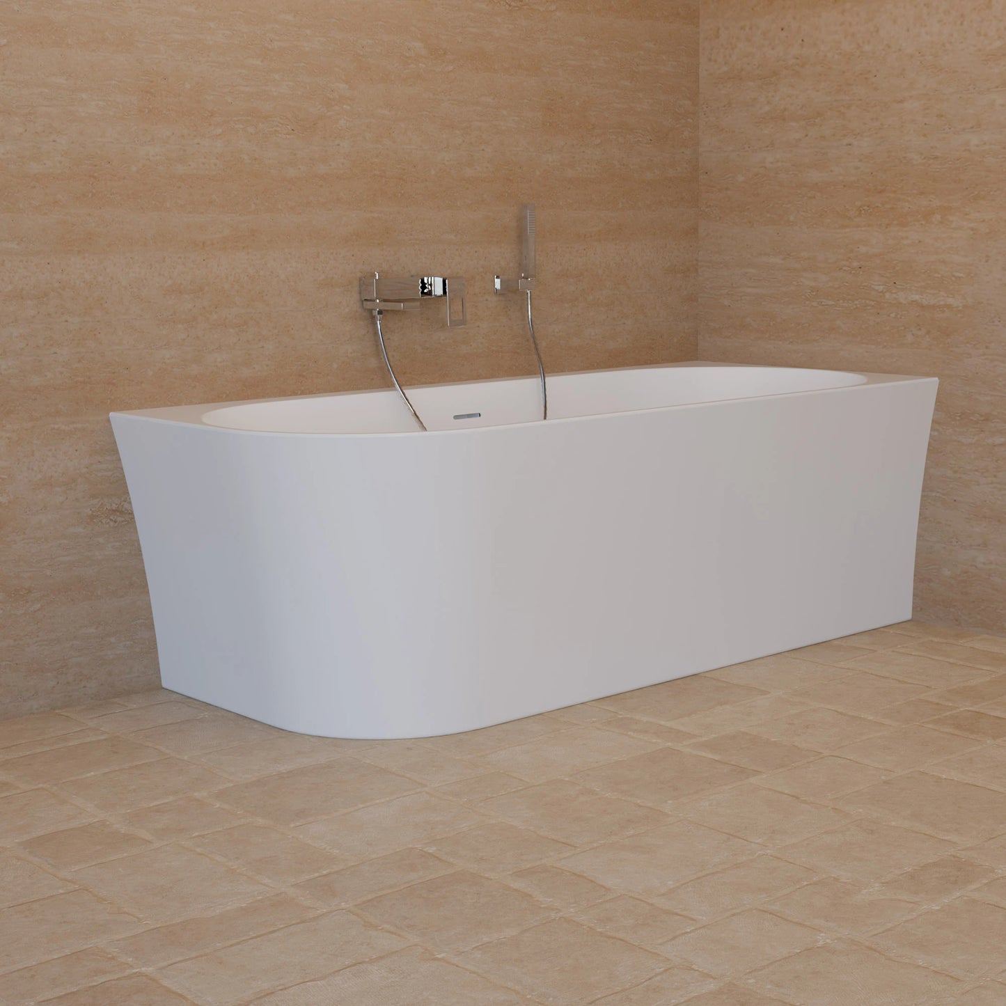 Baignoire semi-îlot murale d’angle Cosmic 170 cm blanche Spalina version droite – vue produit