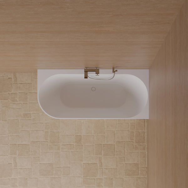 Baignoire semi-îlot murale d’angle Cosmic 170 cm blanche Spalina version droite – vue produit