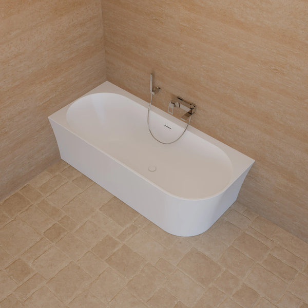 Baignoire semi-îlot murale d’angle Cosmic 170 cm blanche Spalina version gauche – vue produit