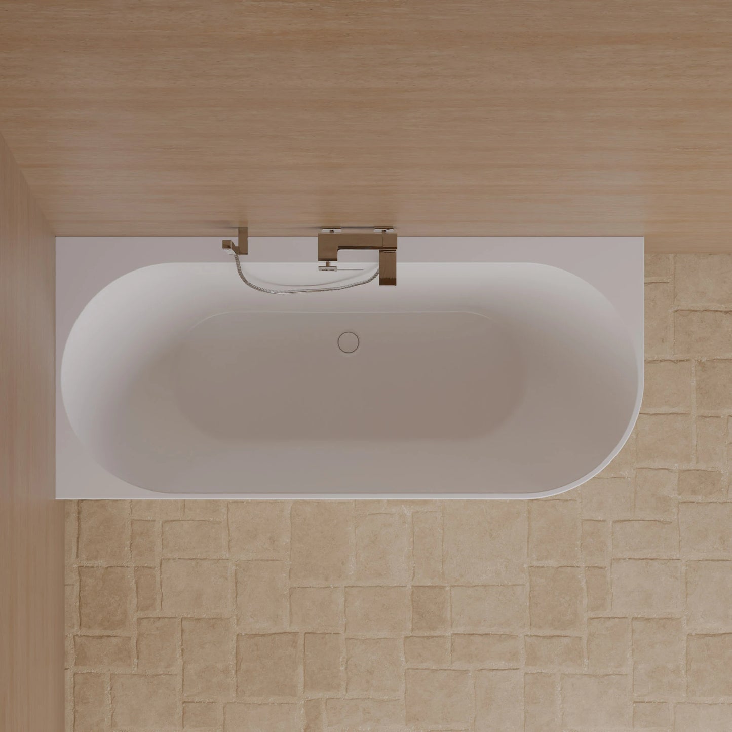 Baignoire semi-îlot murale d’angle Cosmic 170 cm blanche Spalina version gauche – vue produit