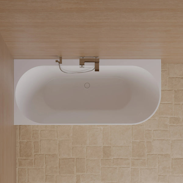 Baignoire semi-îlot murale d’angle Cosmic 170 cm blanche Spalina version gauche – vue produit