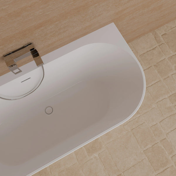 Baignoire semi-îlot murale d’angle Cosmic 170 cm blanche Spalina version gauche – vue produit