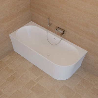 Baignoire semi-îlot murale d’angle Cosmic 170 cm blanche Spalina version gauche – vue produit