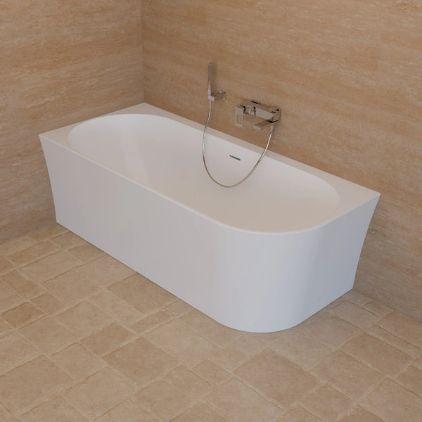 Baignoire semi-îlot murale d’angle Cosmic 170 cm blanche Spalina version gauche – vue produit
