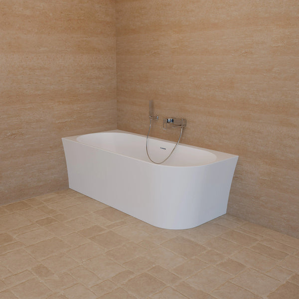 Baignoire semi-îlot murale d’angle Cosmic 170 cm blanche Spalina version gauche – vue produit
