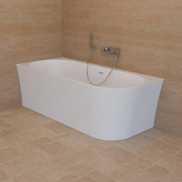 Baignoire semi-îlot murale d’angle Cosmic 170 cm blanche Spalina version gauche – vue produit