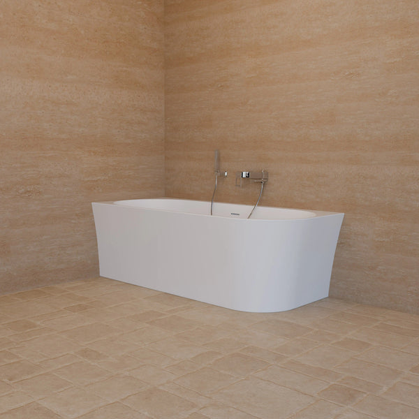 Baignoire semi-îlot murale d’angle Cosmic 170 cm blanche Spalina version gauche – vue produit