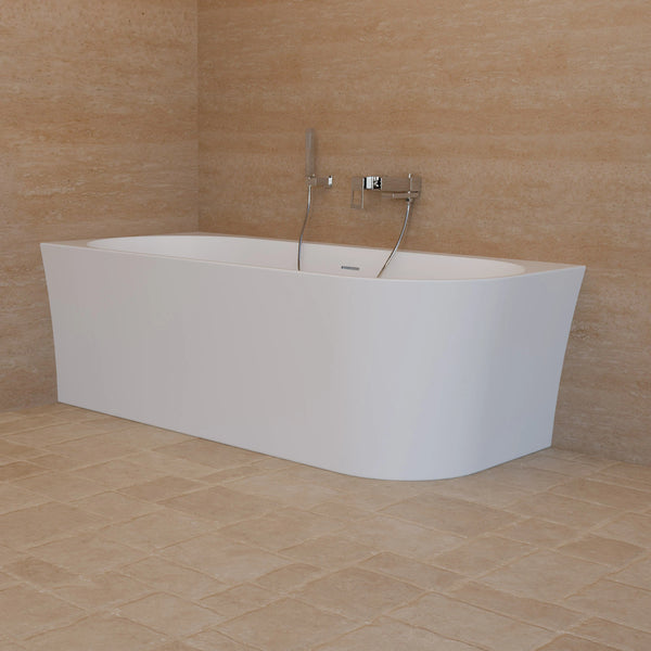 Baignoire semi-îlot murale d’angle Cosmic 170 cm blanche Spalina version gauche – vue produit
