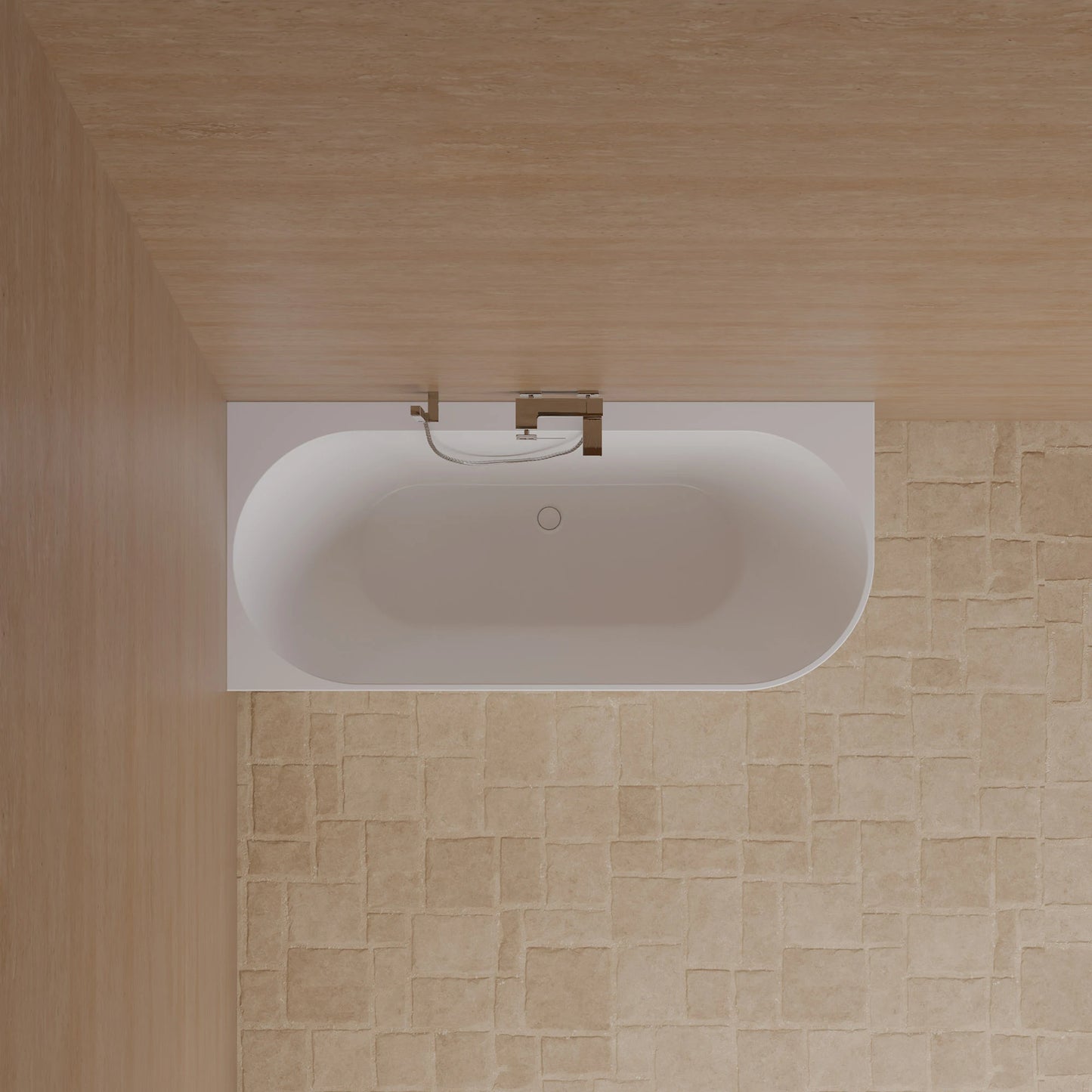 Baignoire semi-îlot murale d’angle Cosmic 170 cm blanche Spalina version gauche – vue produit