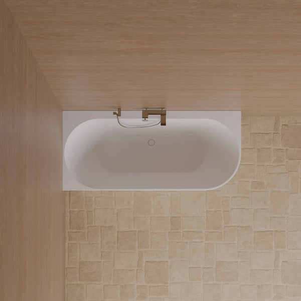 Baignoire semi-îlot murale d’angle Cosmic 170 cm blanche Spalina version gauche – vue produit