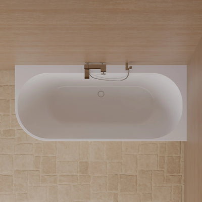 Baignoire semi-îlot murale d’angle Cosmic 180 cm blanche Spalina version droite – vue produit