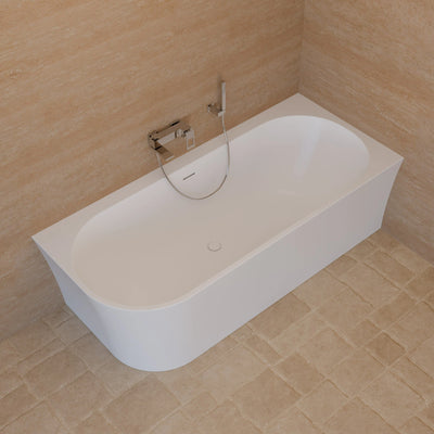 Baignoire semi-îlot murale d’angle Cosmic 180 cm blanche Spalina version droite – vue produit