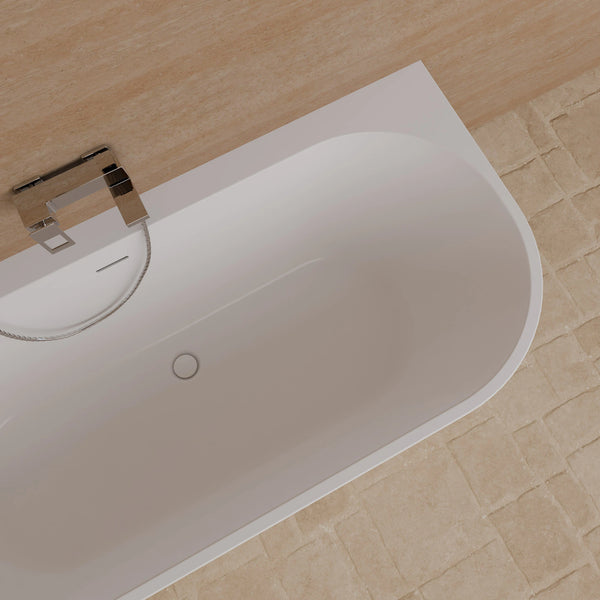 Baignoire semi-îlot murale d’angle Cosmic 180 cm blanche Spalina version gauche – vue produit