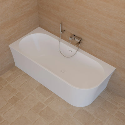 Baignoire semi-îlot murale d’angle Cosmic 180 cm blanche Spalina version gauche – vue produit