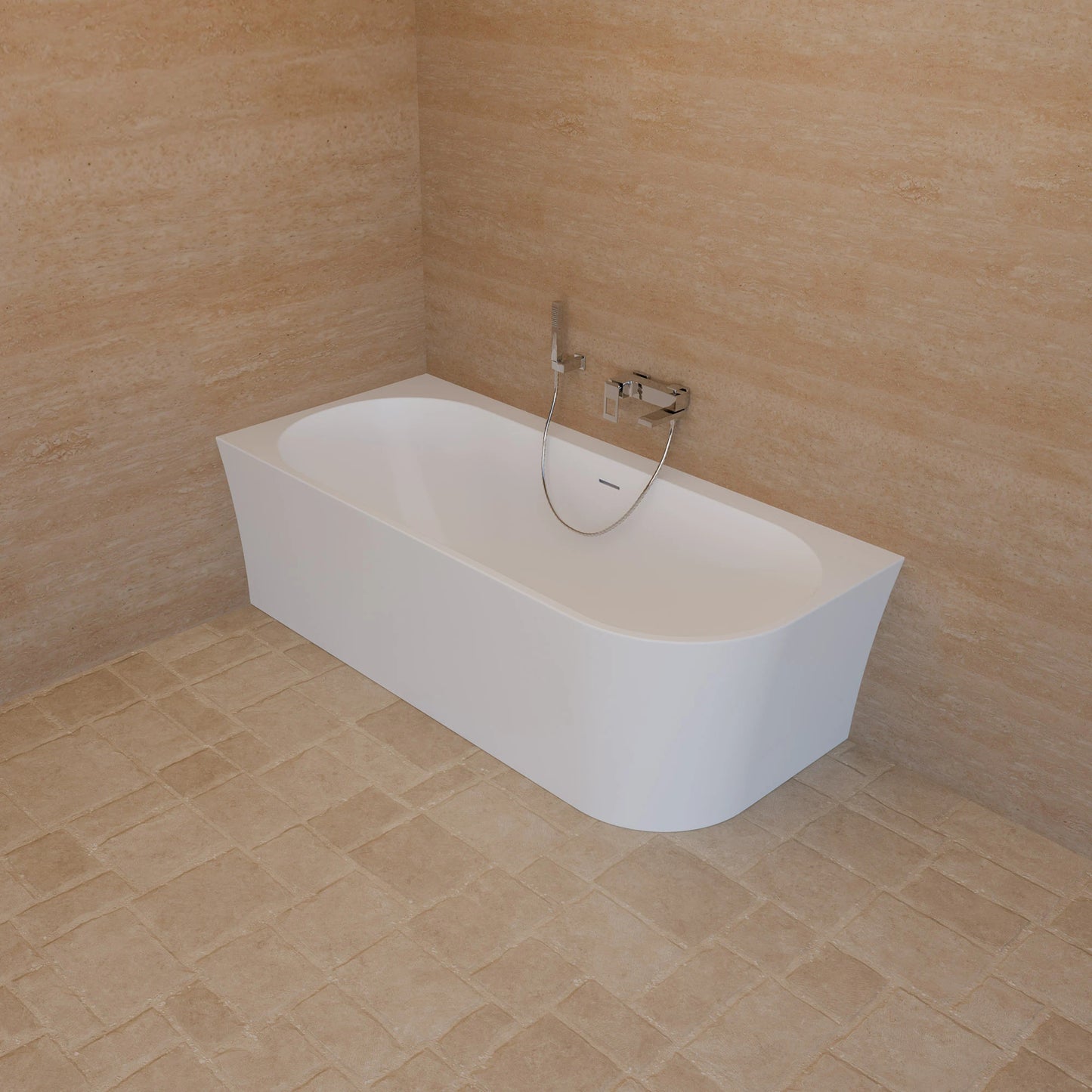 Baignoire semi-îlot murale d’angle Cosmic 180 cm blanche Spalina version gauche – vue produit
