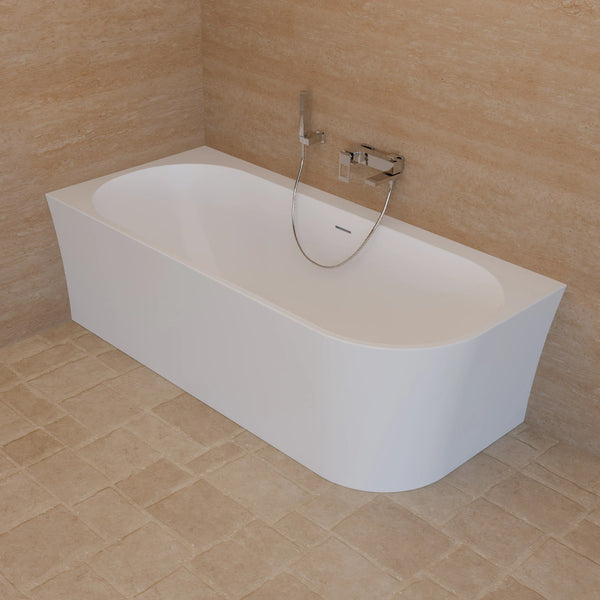 Baignoire semi-îlot murale d’angle Cosmic 180 cm blanche Spalina version gauche – vue produit