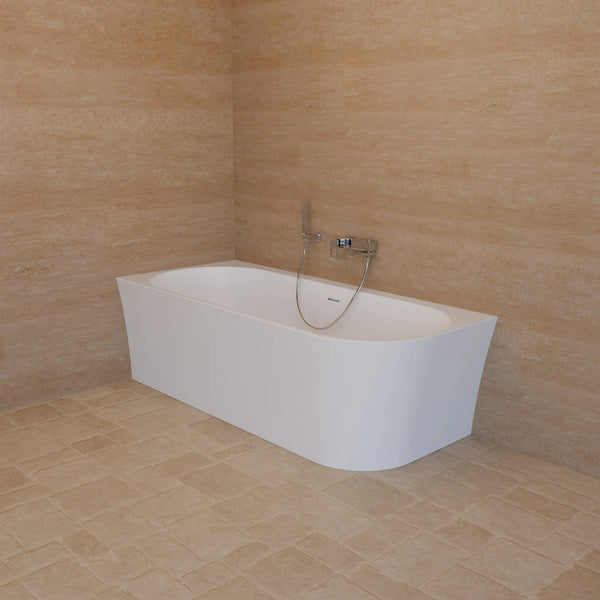 Baignoire semi-îlot murale d’angle Cosmic 180 cm blanche Spalina version gauche – vue produit