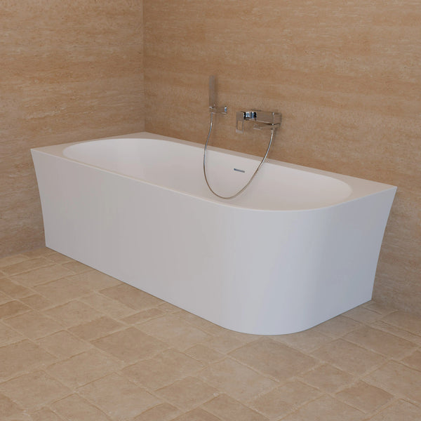 Baignoire semi-îlot murale d’angle Cosmic 180 cm blanche Spalina version gauche – vue produit