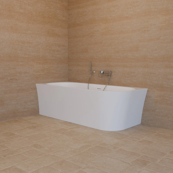 Baignoire semi-îlot murale d’angle Cosmic 180 cm blanche Spalina version gauche – vue produit