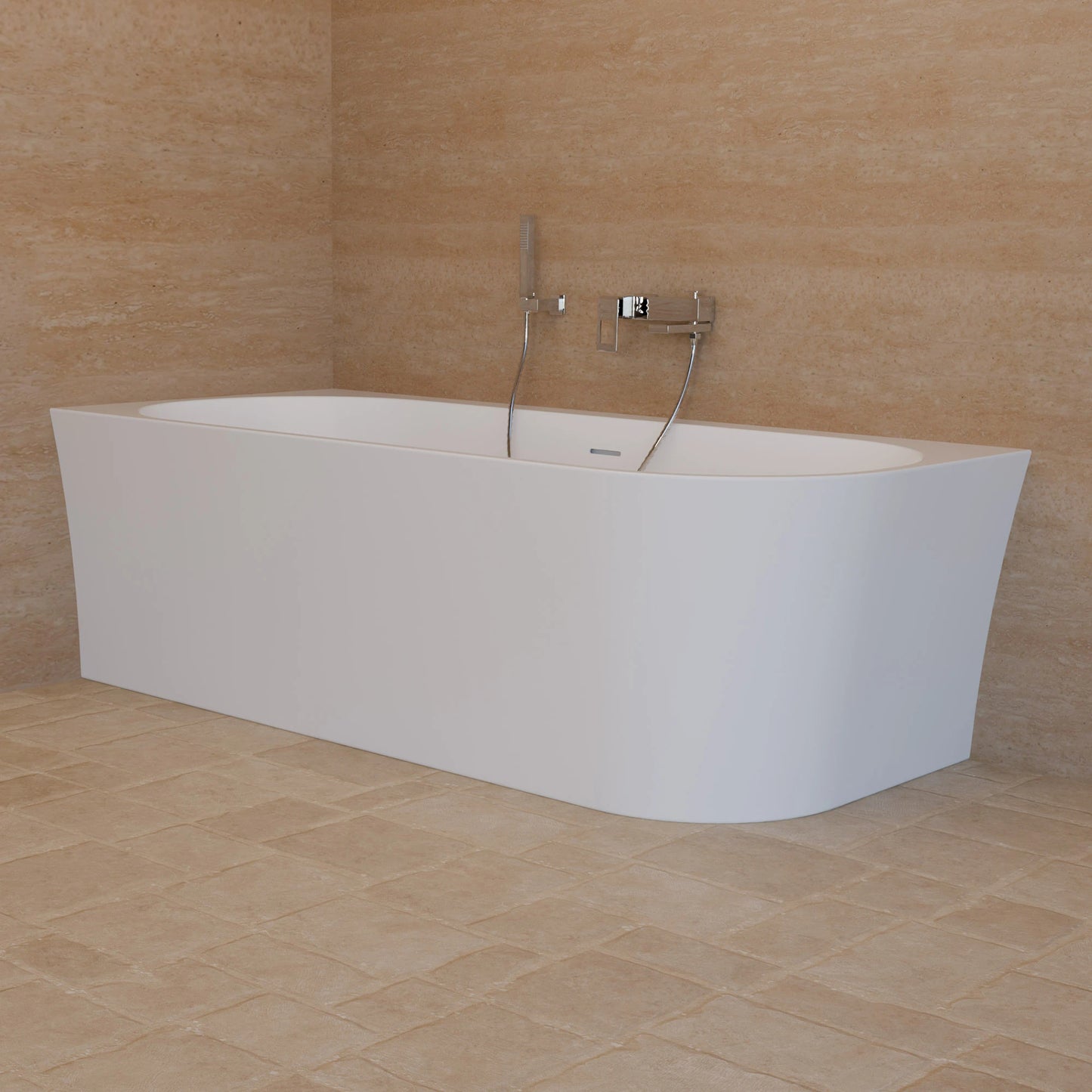 Baignoire semi-îlot murale d’angle Cosmic 180 cm blanche Spalina version gauche – vue produit