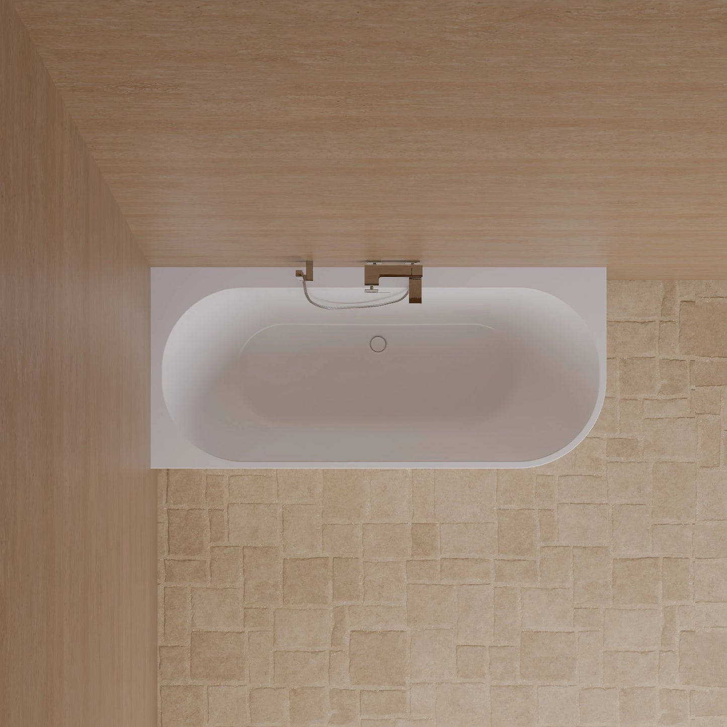 Baignoire semi-îlot murale d’angle Cosmic 180 cm blanche Spalina version gauche – vue produit