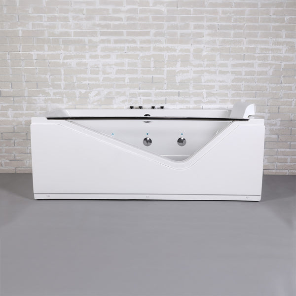 Baignoire balnéo semi-îlot avec hublot blanche 170 cm Indra Wave / Glass-sided whirlpool bathtub white 170 cm Indra Wave / Bañera de hidromasaje con ojo de buey blanco 170 cm Indra Wave / Vasca idromassaggio con oblò bianco 170 cm Indra Wave / Bubbelbad met patrijspoort wit 170 cm Indra Wave