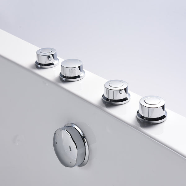 Baignoire balnéo semi-îlot avec hublot blanche 170 cm Indra Wave / Glass-sided whirlpool bathtub white 170 cm Indra Wave / Bañera de hidromasaje con ojo de buey blanco 170 cm Indra Wave / Vasca idromassaggio con oblò bianco 170 cm Indra Wave / Bubbelbad met patrijspoort wit 170 cm Indra Wave