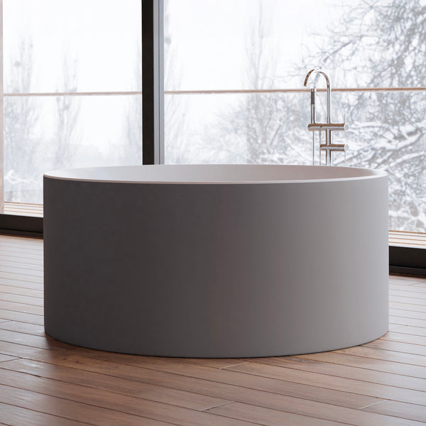 Baignoire îlot ronde grise 130 cm Loom 2.0 / Circle freestanding bathtub grey 130 cm Loom 2.0 / Bañera exenta redonda grise 130 cm Loom 2.0 / Vasca freestanding rotonda grigia 130 cm Loom 2.0 / Vrijstaand rond bad grijs 130 cm Loom 2.0