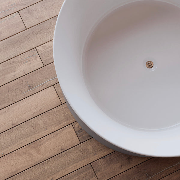 Baignoire îlot ronde grise 130 cm Loom 2.0 / Circle freestanding bathtub grey 130 cm Loom 2.0 / Bañera exenta redonda grise 130 cm Loom 2.0 / Vasca freestanding rotonda grigia 130 cm Loom 2.0 / Vrijstaand rond bad grijs 130 cm Loom 2.0