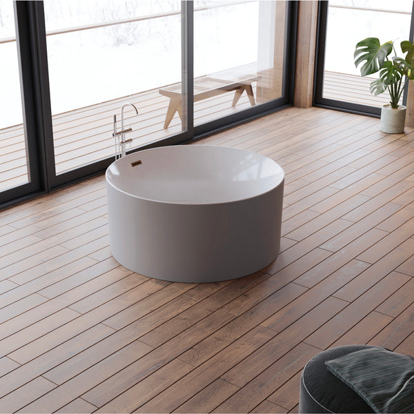 Baignoire îlot ronde grise 130 cm Loom 2.0 / Circle freestanding bathtub grey 130 cm Loom 2.0 / Bañera exenta redonda grise 130 cm Loom 2.0 / Vasca freestanding rotonda grigia 130 cm Loom 2.0 / Vrijstaand rond bad grijs 130 cm Loom 2.0
