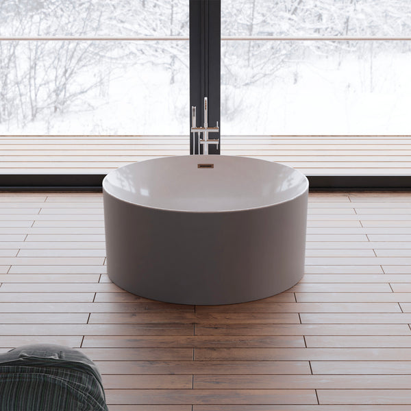 Baignoire îlot ronde grise 130 cm Loom 2.0 / Circle freestanding bathtub grey 130 cm Loom 2.0 / Bañera exenta redonda grise 130 cm Loom 2.0 / Vasca freestanding rotonda grigia 130 cm Loom 2.0 / Vrijstaand rond bad grijs 130 cm Loom 2.0