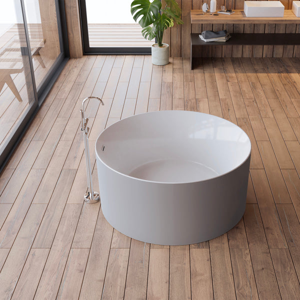Baignoire îlot ronde grise 130 cm Loom 2.0 / Circle freestanding bathtub grey 130 cm Loom 2.0 / Bañera exenta redonda grise 130 cm Loom 2.0 / Vasca freestanding rotonda grigia 130 cm Loom 2.0 / Vrijstaand rond bad grijs 130 cm Loom 2.0