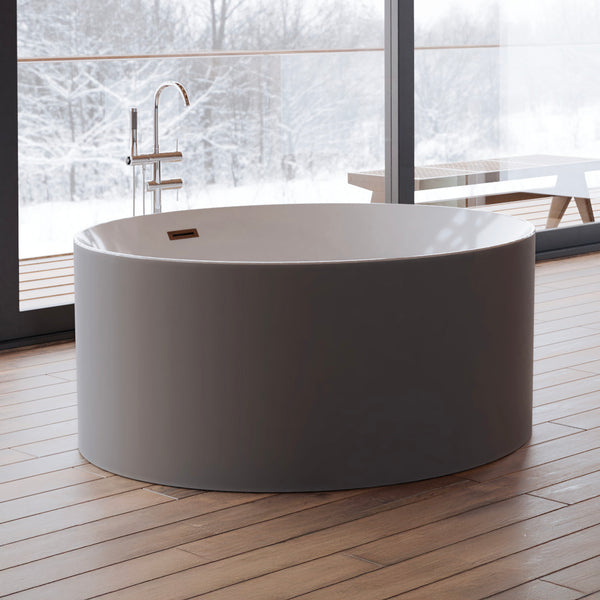 Baignoire îlot ronde grise 130 cm Loom 2.0 / Circle freestanding bathtub grey 130 cm Loom 2.0 / Bañera exenta redonda grise 130 cm Loom 2.0 / Vasca freestanding rotonda grigia 130 cm Loom 2.0 / Vrijstaand rond bad grijs 130 cm Loom 2.0