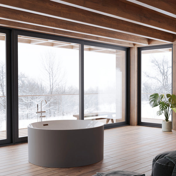 Baignoire îlot ronde grise 130 cm Loom 2.0 / Circle freestanding bathtub grey 130 cm Loom 2.0 / Bañera exenta redonda grise 130 cm Loom 2.0 / Vasca freestanding rotonda grigia 130 cm Loom 2.0 / Vrijstaand rond bad grijs 130 cm Loom 2.0