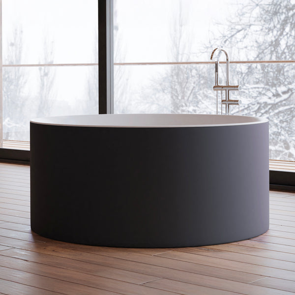 Baignoire îlot ronde noire 130 cm Loom 2.0 / Circle freestanding bathtub black 130 cm Loom 2.0 / Bañera exenta redonda negro 130 cm Loom 2.0 / Vasca freestanding rotonda nera 130 cm Loom 2.0 / Vrijstaand rond bad zwart 130 cm Loom 2.0