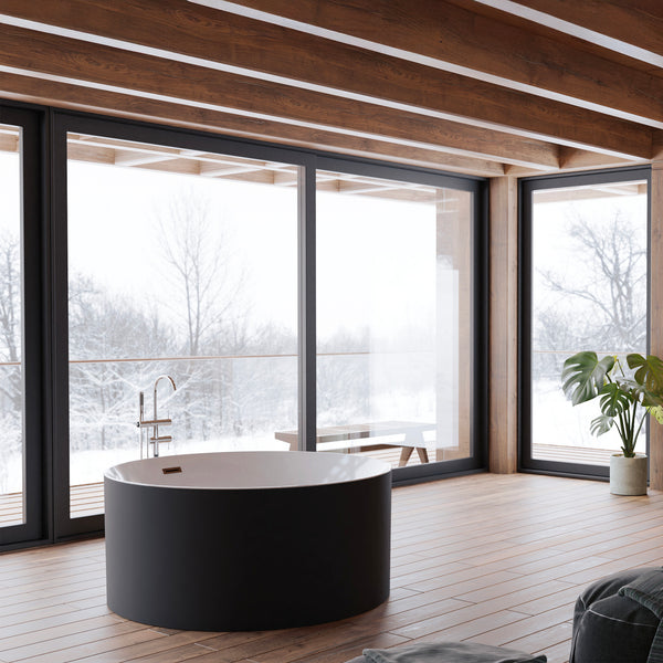 Baignoire îlot ronde noire 130 cm Loom 2.0 / Circle freestanding bathtub black 130 cm Loom 2.0 / Bañera exenta redonda negro 130 cm Loom 2.0 / Vasca freestanding rotonda nera 130 cm Loom 2.0 / Vrijstaand rond bad zwart 130 cm Loom 2.0