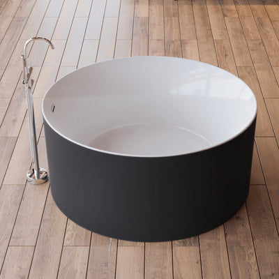 Baignoire îlot ronde noire 130 cm Loom 2.0 / Circle freestanding bathtub black 130 cm Loom 2.0 / Bañera exenta redonda negro 130 cm Loom 2.0 / Vasca freestanding rotonda nera 130 cm Loom 2.0 / Vrijstaand rond bad zwart 130 cm Loom 2.0