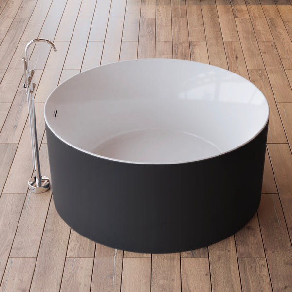Baignoire îlot ronde noire 130 cm Loom 2.0 / Circle freestanding bathtub black 130 cm Loom 2.0 / Bañera exenta redonda negro 130 cm Loom 2.0 / Vasca freestanding rotonda nera 130 cm Loom 2.0 / Vrijstaand rond bad zwart 130 cm Loom 2.0