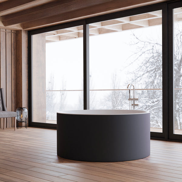 Baignoire îlot ronde noire 130 cm Loom 2.0 / Circle freestanding bathtub black 130 cm Loom 2.0 / Bañera exenta redonda negro 130 cm Loom 2.0 / Vasca freestanding rotonda nera 130 cm Loom 2.0 / Vrijstaand rond bad zwart 130 cm Loom 2.0