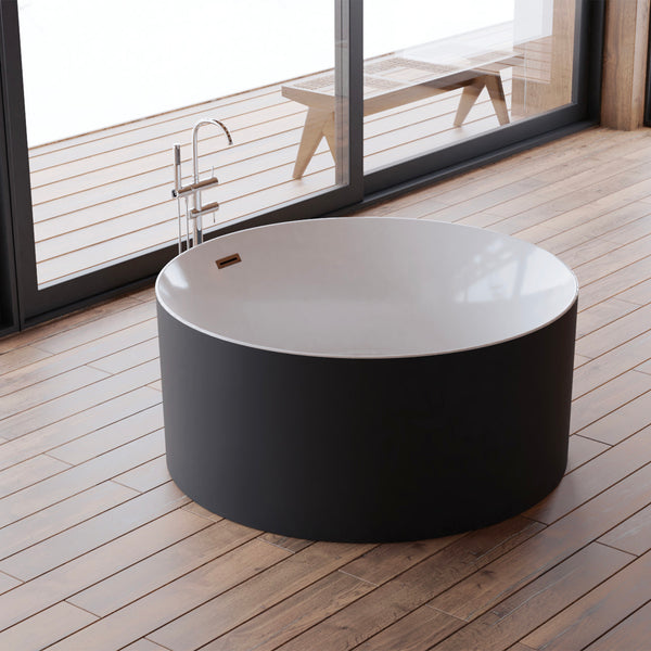 Baignoire îlot ronde noire 130 cm Loom 2.0 / Circle freestanding bathtub black 130 cm Loom 2.0 / Bañera exenta redonda negro 130 cm Loom 2.0 / Vasca freestanding rotonda nera 130 cm Loom 2.0 / Vrijstaand rond bad zwart 130 cm Loom 2.0