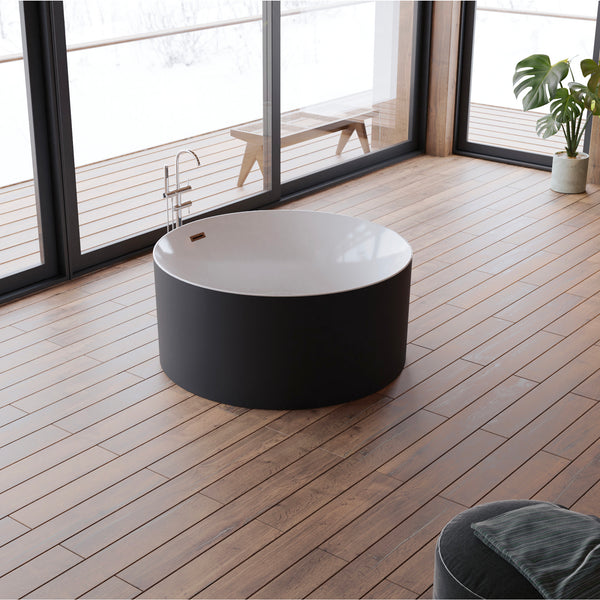 Baignoire îlot ronde noire 130 cm Loom 2.0 / Circle freestanding bathtub black 130 cm Loom 2.0 / Bañera exenta redonda negro 130 cm Loom 2.0 / Vasca freestanding rotonda nera 130 cm Loom 2.0 / Vrijstaand rond bad zwart 130 cm Loom 2.0