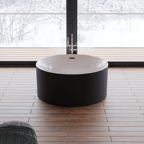 Baignoire îlot ronde noire 130 cm Loom 2.0 / Circle freestanding bathtub black 130 cm Loom 2.0 / Bañera exenta redonda negro 130 cm Loom 2.0 / Vasca freestanding rotonda nera 130 cm Loom 2.0 / Vrijstaand rond bad zwart 130 cm Loom 2.0