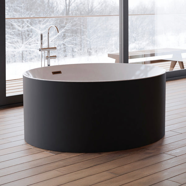 Baignoire îlot ronde noire 130 cm Loom 2.0 / Circle freestanding bathtub black 130 cm Loom 2.0 / Bañera exenta redonda negro 130 cm Loom 2.0 / Vasca freestanding rotonda nera 130 cm Loom 2.0 / Vrijstaand rond bad zwart 130 cm Loom 2.0